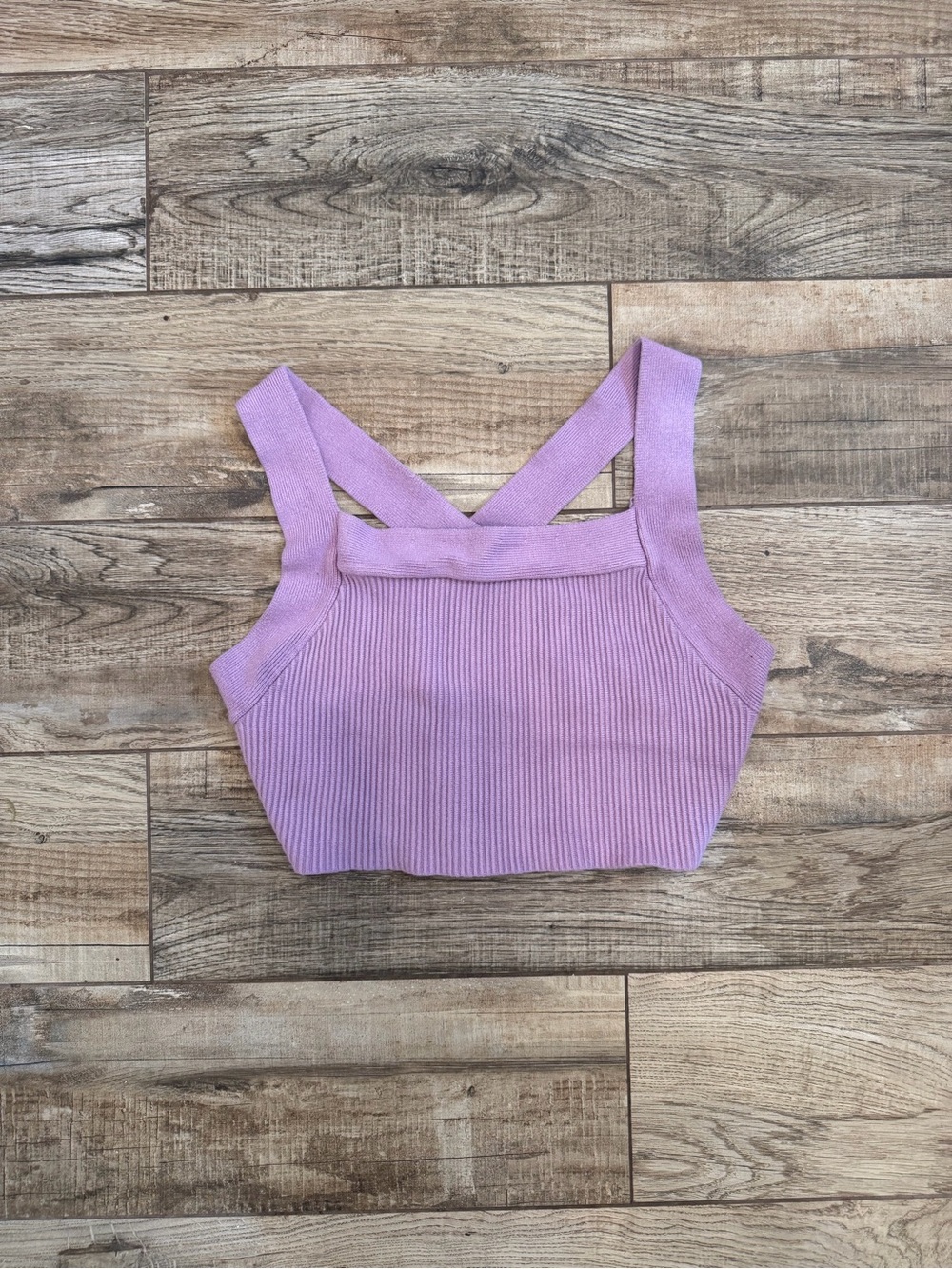 House of Harlow 1960 Lavender Ribbed Cropped Tank with Crossback
